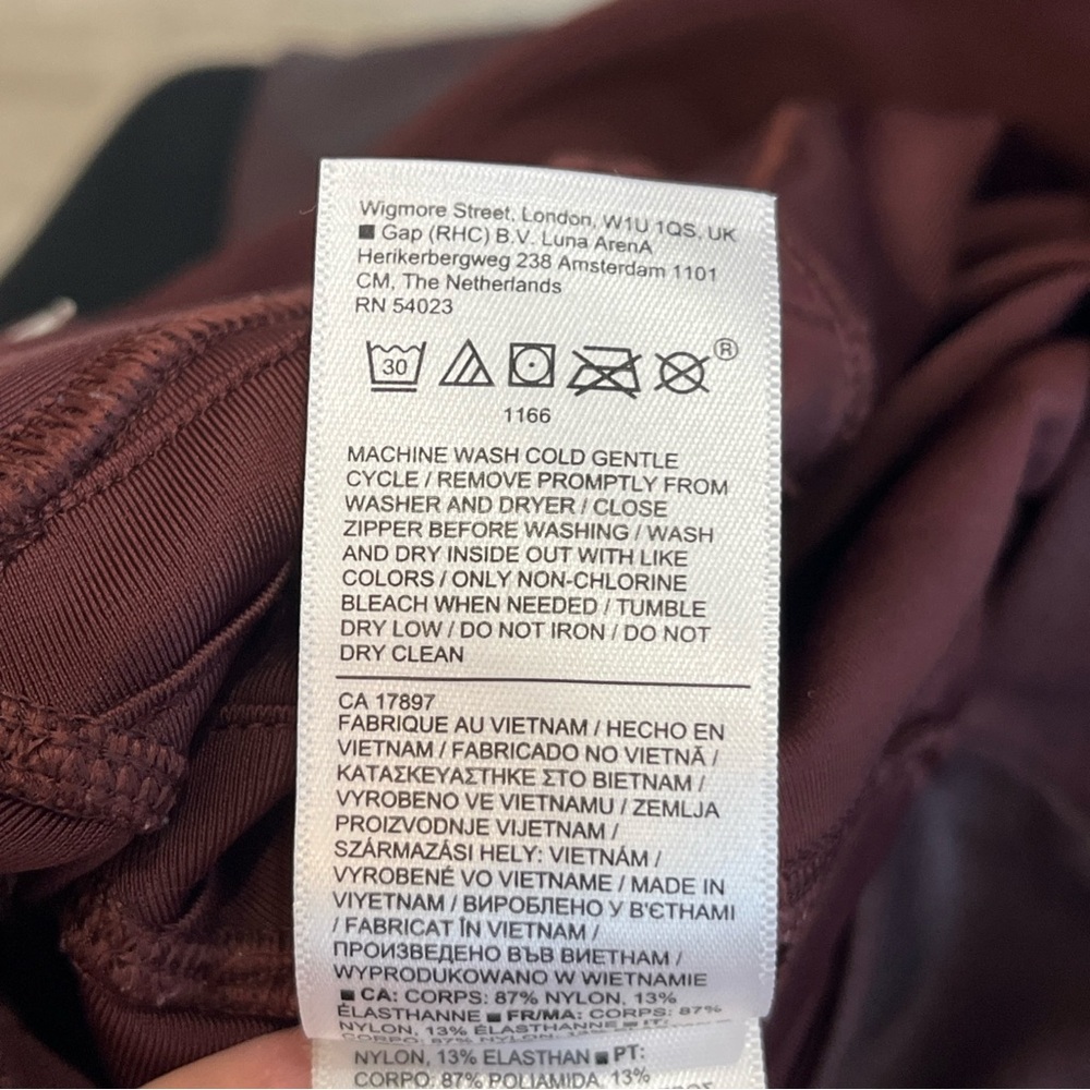 Athleta Leggings Women's Delancey Gleam Moto Tight Burgundy Red Zip Ankle Sz XL - Picture 9 of 10